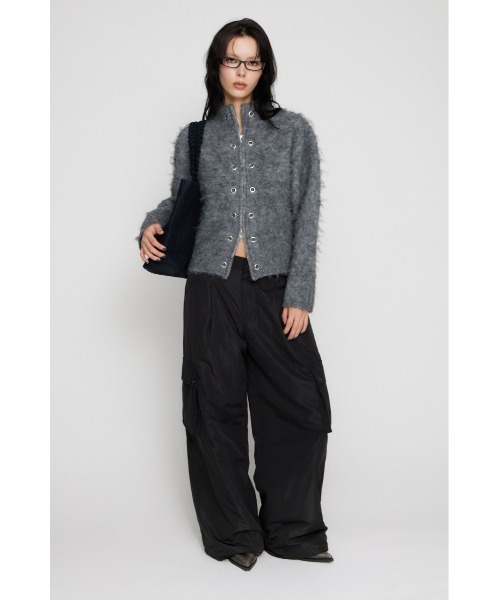 ZIP SIDE EYELET ニット