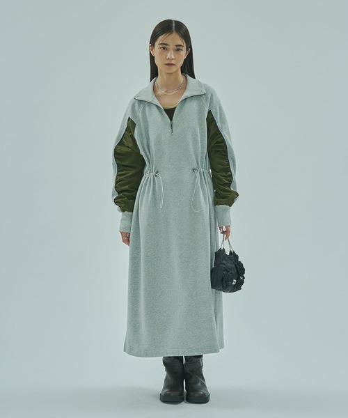 ROSE BUD(ローズバッド)の「FABRIC COMBINATION DRESS(ワンピース・レディース・グレー/ブラック・ONE SIZE)」の7枚目の写真