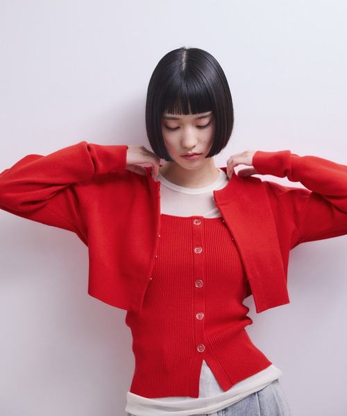 WEB限定】キャミソールセットクロップドカーディガン（カーディガン