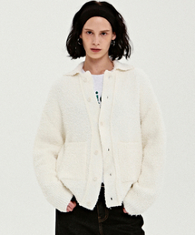 BOUCLE COLLAR KNIT CARDIGAN_CREAM