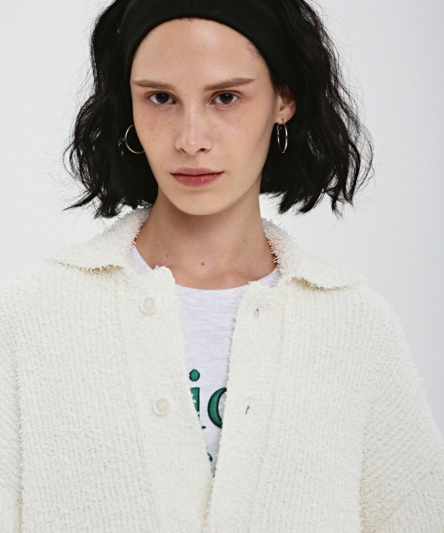 NICK&NICOLE（ニックアンドニコール）の「BOUCLE COLLAR KNIT CARDIGAN_CREAM（カーディガン/ボレロ・レディース・その他・FREE）」の2枚目の写真