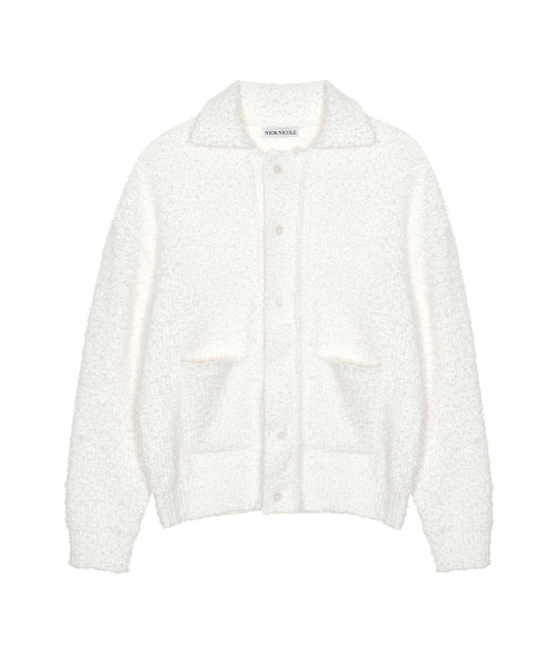 NICK&NICOLE（ニックアンドニコール）の「BOUCLE COLLAR KNIT CARDIGAN_CREAM（カーディガン/ボレロ・レディース・その他・FREE）」の4枚目の写真