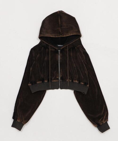 dispark（ディスパーク）の「DISPARK/【25年秋冬新作】ベロア2ラインジップパーカー（パーカー・レディース・ブラック・FREE）」の2枚目の写真