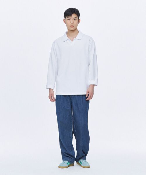 MUSINSA STANDARD（ムシンサスタンダード）の「スリットネック長袖ピケポロシャツ[ホワイト]（ポロシャツ・メンズ・その他・SMALL/MEDIUM/LARGE/X-LARGE/XX-LARGE）」の8枚目の写真