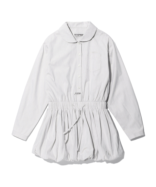 YOUHEE(ユヒ)の「YOUHEE STRIPE BALLON SHIRTS DRESS IVORY(ワンピース・レディース・その他・FREE)」の2枚目の写真