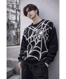 Bling Leads | 【Bls】【Bling Leads】モヘアタッチジャガード　スパイダー柄ニット(ニット/セーター)