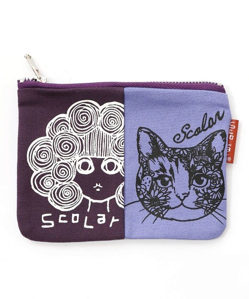 ScoLar(スカラー)の「653830:スカラーちゃん×ネコ配色フラットポーチ(ポーチ・レディース・グリーン/オレンジ/ピンク/ネイビー/パープル・FREE)」の3枚目の写真