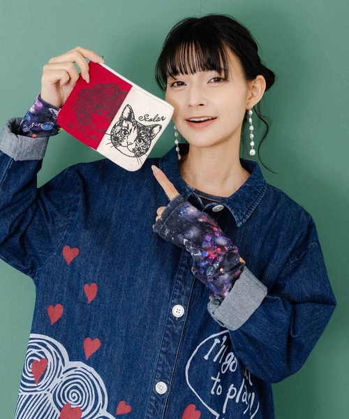 ScoLar(スカラー)の「653830:スカラーちゃん×ネコ配色フラットポーチ(ポーチ・レディース・グリーン/オレンジ/ピンク/ネイビー/パープル・FREE)」の4枚目の写真