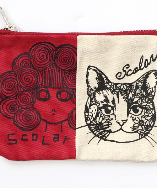 ScoLar(スカラー)の「653830:スカラーちゃん×ネコ配色フラットポーチ(ポーチ・レディース・グリーン/オレンジ/ピンク/ネイビー/パープル・FREE)」の11枚目の写真