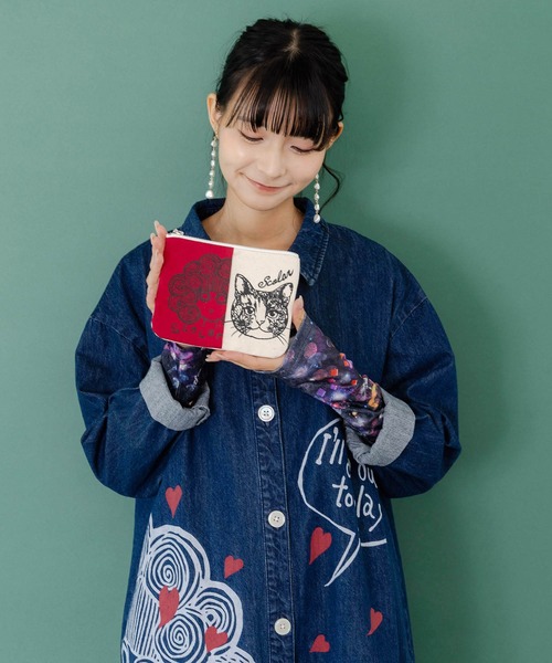 ScoLar(スカラー)の「653830:スカラーちゃん×ネコ配色フラットポーチ(ポーチ・レディース・グリーン/オレンジ/ピンク/ネイビー/パープル・FREE)」の7枚目の写真