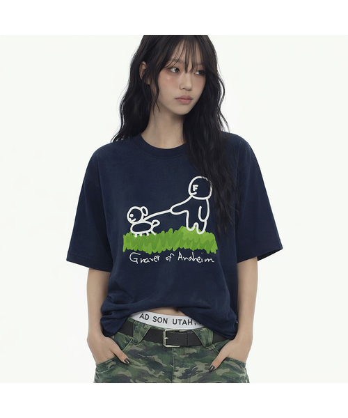 GRAVER（グレーバー）の「[ユニセックス]ドローイングパピーストロール半袖Tシャツ_4カラー（Tシャツ/カットソー・レディース・ホワイト/ネイビー/ライトグレー/ブラック・X-LARGE/LARGE/MEDIUM/SMALL）」の4枚目の写真