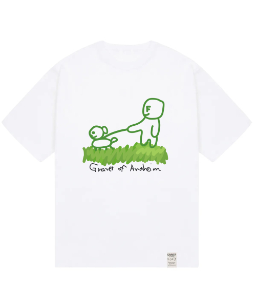 GRAVER（グレーバー）の「[ユニセックス]ドローイングパピーストロール半袖Tシャツ_4カラー（Tシャツ/カットソー・レディース・ホワイト/ネイビー/ライトグレー/ブラック・X-LARGE/LARGE/MEDIUM/SMALL）」の8枚目の写真