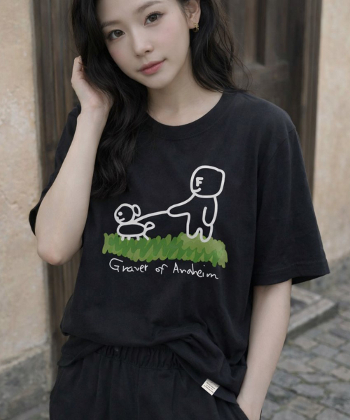 GRAVER（グレーバー）の「[ユニセックス]ドローイングパピーストロール半袖Tシャツ_4カラー（Tシャツ/カットソー・レディース・ホワイト/ネイビー/ライトグレー/ブラック・X-LARGE/LARGE/MEDIUM/SMALL）」の11枚目の写真