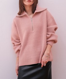 ハーフジップ」に該当するニット/セーター（ピンク/桃色系・無地