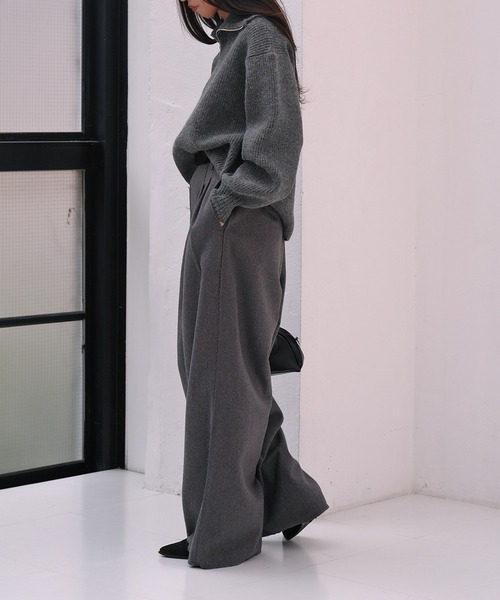 AKTE(アクテ)の「ハーフジップニットプルオーバー(ニット/セーター・レディース・ピンク/チャコールグレー・FREE)」の10枚目の写真