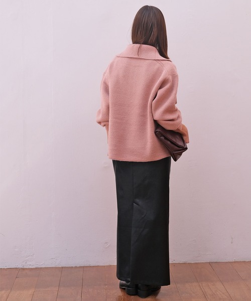 AKTE(アクテ)の「ハーフジップニットプルオーバー(ニット/セーター・レディース・ピンク/チャコールグレー・FREE)」の17枚目の写真