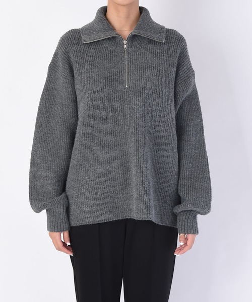 AKTE(アクテ)の「ハーフジップニットプルオーバー(ニット/セーター・レディース・ピンク/チャコールグレー・FREE)」の20枚目の写真