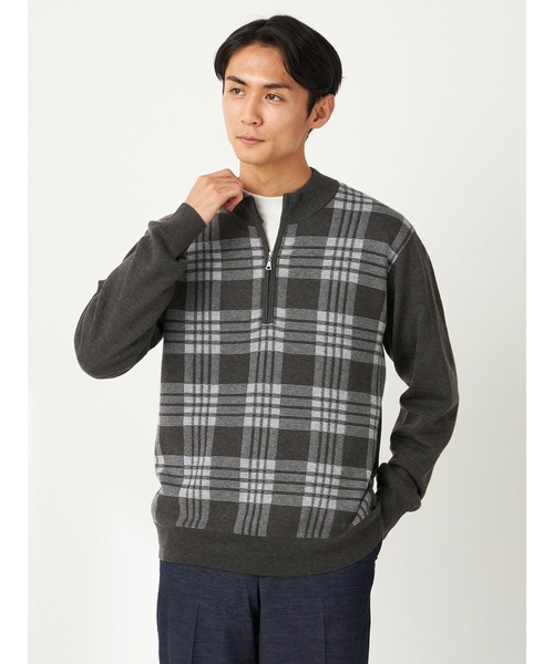 McGREGOR（マックレガー）の「ジャガードチェックプルオーバー（ニット/セーター・メンズ・チャコール/バイオレット・M/L）」の2枚目の写真