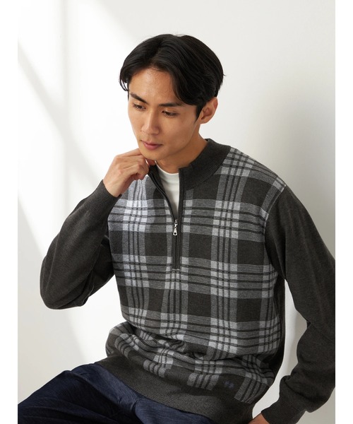 McGREGOR（マックレガー）の「ジャガードチェックプルオーバー（ニット/セーター・メンズ・チャコール/バイオレット・M/L）」の3枚目の写真