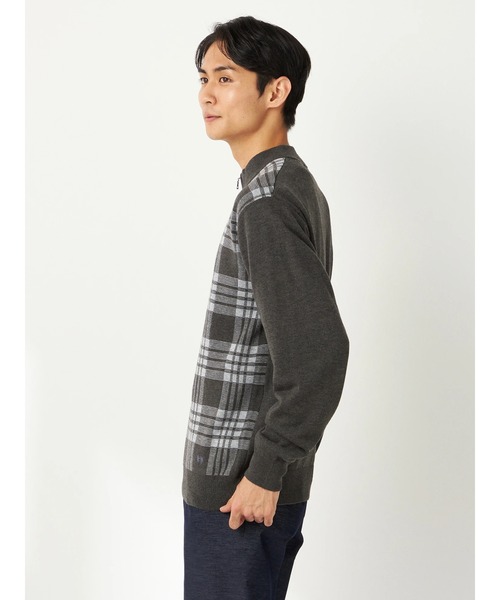 McGREGOR（マックレガー）の「ジャガードチェックプルオーバー（ニット/セーター・メンズ・チャコール/バイオレット・M/L）」の4枚目の写真