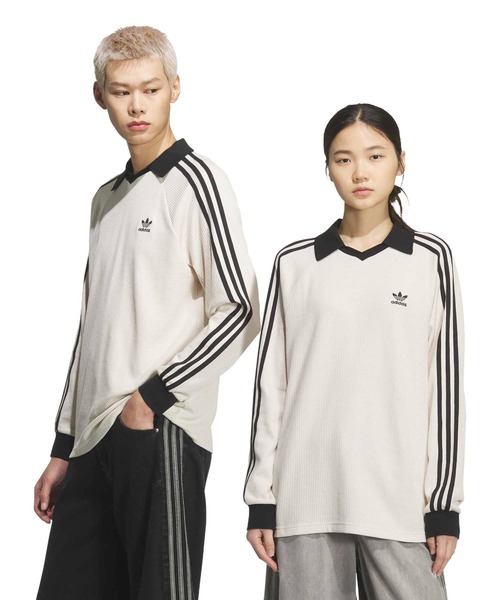 adidas(アディダス)の「adidas WAFFLE LONG SLEEVE POLO / アディダス ワッフル ロング スリーブ ポロ【SP】(ポロシャツ・メンズ・ホワイト・XS/S/M/L/XL/XXL)」の11枚目の写真