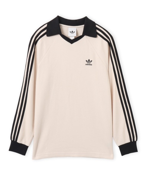 adidas(アディダス)の「adidas WAFFLE LONG SLEEVE POLO / アディダス ワッフル ロング スリーブ ポロ【SP】(ポロシャツ・メンズ・ホワイト・XS/S/M/L/XL/XXL)」の4枚目の写真