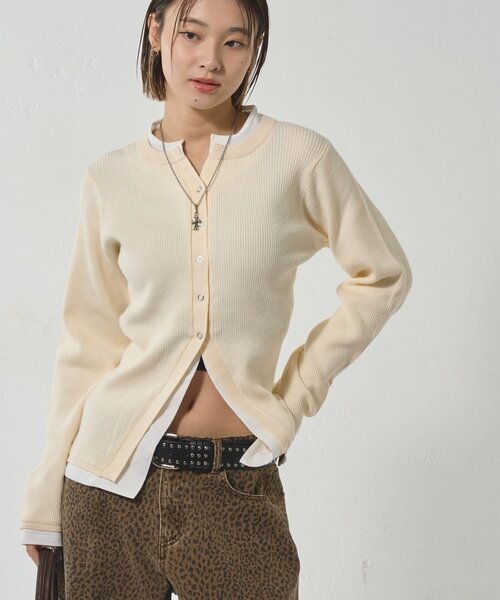 WHO'S WHO gallery(フーズフーギャラリー)の「LAYERED HENLEY NARROW CARDIGAN(カーディガン/ボレロ・レディース・アイボリー/ブラック/グレー/ネイビー/レッド/ブルー・FREE)」の13枚目の写真