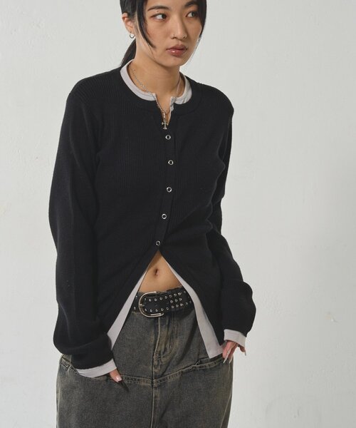 WHO'S WHO gallery(フーズフーギャラリー)の「LAYERED HENLEY NARROW CARDIGAN(カーディガン/ボレロ・レディース・アイボリー/ブラック/グレー/ネイビー/レッド/ブルー・FREE)」の22枚目の写真