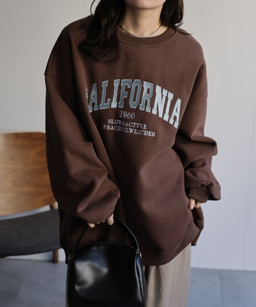 ap retro（アプレトロ）の「ロゴ刺繍オーバーサイズスウェット / Bigトレーナー（スウェット・レディース・オートミール/ネイビー/ブラウン/グレー/ベージュ/グリーン/ライトブルー・FREE）」の22枚目の写真