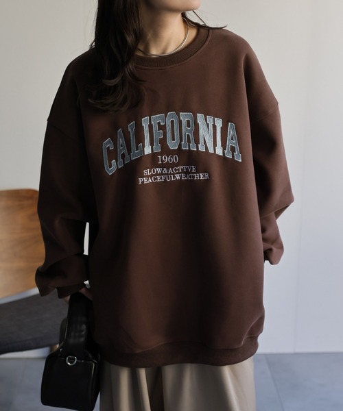 ap retro（アプレトロ）の「ロゴ刺繍オーバーサイズスウェット / Bigトレーナー（スウェット・レディース・オートミール/ネイビー/ブラウン/グレー/ベージュ/グリーン/ライトブルー・FREE）」の20枚目の写真