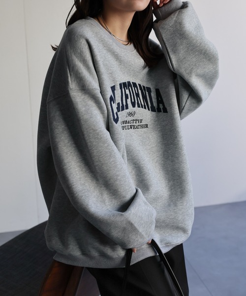 ap retro（アプレトロ）の「ロゴ刺繍オーバーサイズスウェット / Bigトレーナー（スウェット・レディース・オートミール/ネイビー/ブラウン/グレー/ベージュ/グリーン/ライトブルー・FREE）」の13枚目の写真