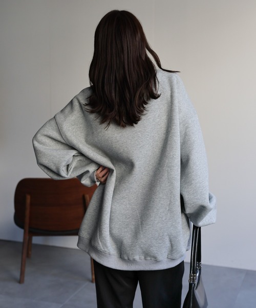 ap retro（アプレトロ）の「ロゴ刺繍オーバーサイズスウェット / Bigトレーナー（スウェット・レディース・オートミール/ネイビー/ブラウン/グレー/ベージュ/グリーン/ライトブルー・FREE）」の17枚目の写真