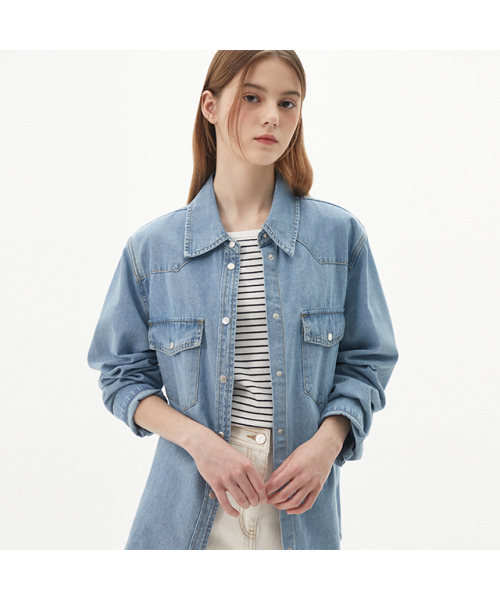PLASTIC ISLAND(プラスティックアイランド)の「Shirt-style denim jacket PQ2DJ431(その他アウター・レディース・スカイブルー・SMALL/MEDIUM/X-SMALL)」の5枚目の写真