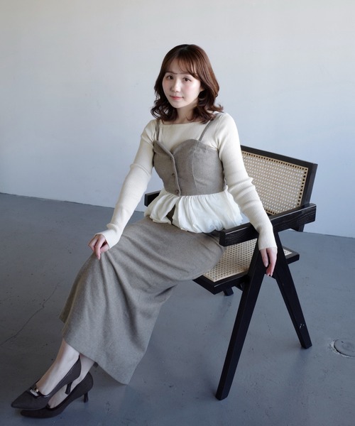 セール】2025秋冬新作 バルーンツイードビスチェセットアップ