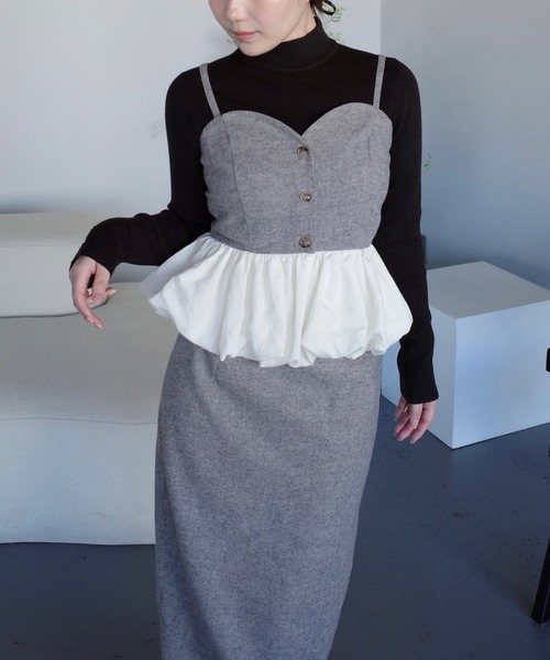 セール】2025秋冬新作 バルーンツイードビスチェセットアップ