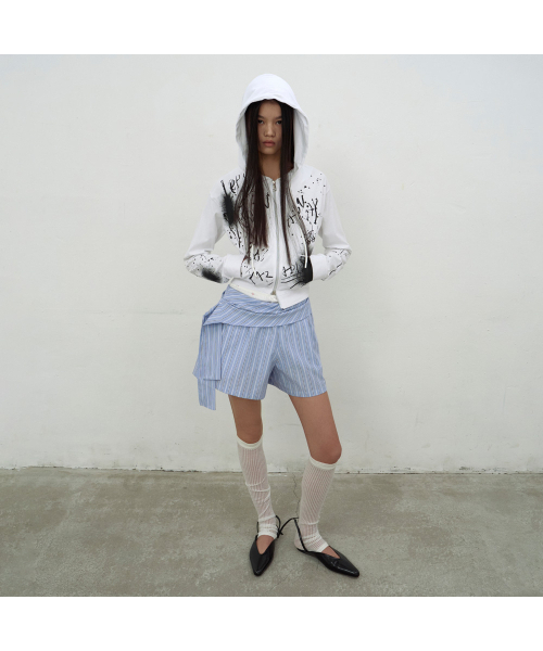 セール】PRINTED HOODIE ZIP-UP (WHITE)（パーカー）｜LCDC TM 