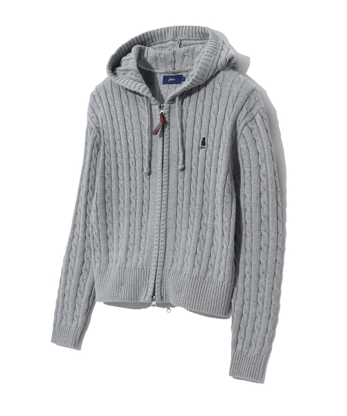 YALE（イェール）の「ウィメンズケーブルニットフードジップアップ_グレー（ニット/セーター・レディース・その他・SMALL/MEDIUM/LARGE）」の2枚目の写真