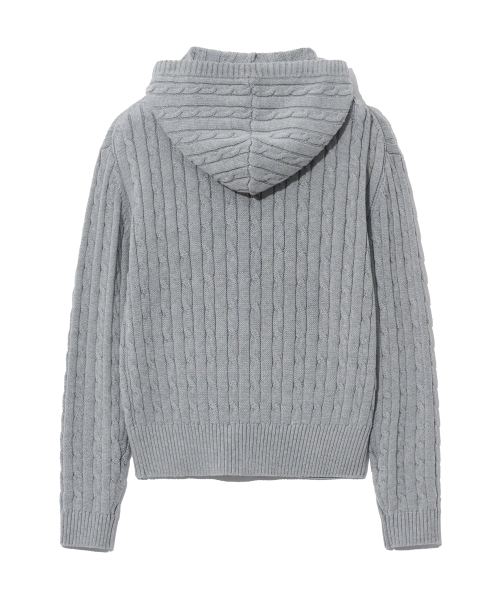 YALE（イェール）の「ウィメンズケーブルニットフードジップアップ_グレー（ニット/セーター・レディース・その他・SMALL/MEDIUM/LARGE）」の4枚目の写真