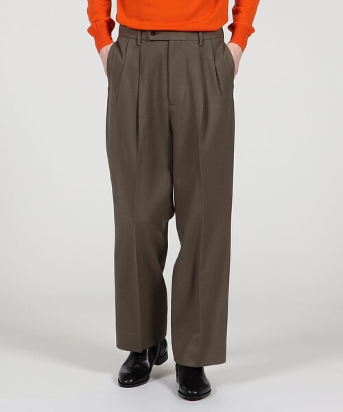 ドライウールツイル 2プリーツワイドストレートバレルパンツ（その他