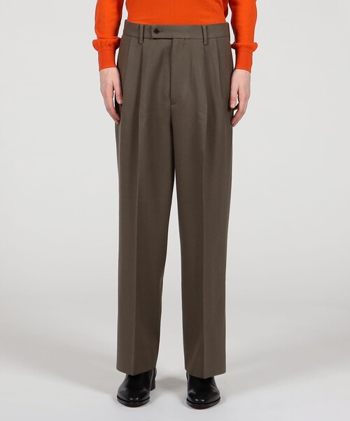 ドライウールツイル 2プリーツワイドストレートバレルパンツ（その他