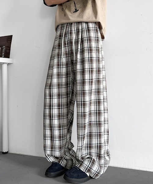 link lot(リンクロット)の「【ウエストゴム】チェックタックイージーパンツ(その他パンツ・メンズ・ホワイト/ブルー・M/L)」の14枚目の写真