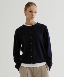 Wool Crew-neck Cardigan Navy