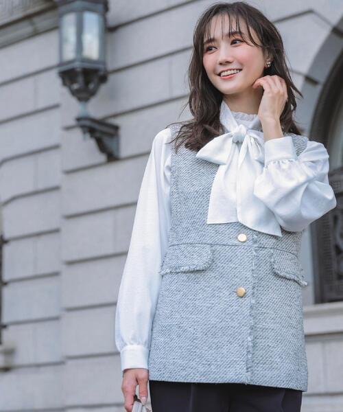 grove（グローブ）の「【手洗いOK】ツイードペプラムジレ（ベスト・レディース・ブラック系3/ネイビー・02/03/04/05/01）」の4枚目の写真