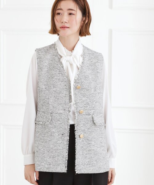 grove（グローブ）の「【手洗いOK】ツイードペプラムジレ（ベスト・レディース・ブラック系3/ネイビー・02/03/04/05/01）」の11枚目の写真