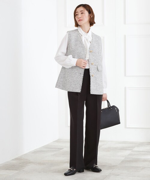 grove（グローブ）の「【手洗いOK】ツイードペプラムジレ（ベスト・レディース・ブラック系3/ネイビー・02/03/04/05/01）」の12枚目の写真