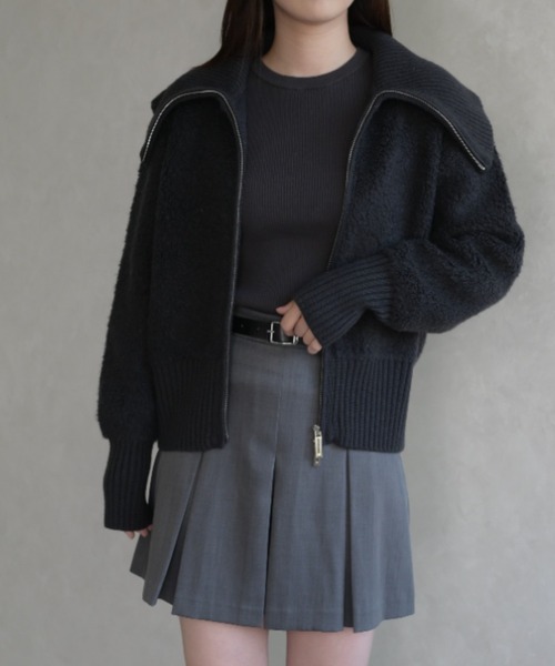 31 Sons de mode（トランテアン　ソン　ドゥ　モード）の「ダブルジップニットコーディガン（カーディガン/ボレロ・レディース・キャメル/ネイビー・ﾌﾘ-）」の5枚目の写真