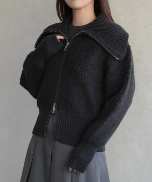 31 Sons de mode（トランテアン　ソン　ドゥ　モード）の「ダブルジップニットコーディガン（カーディガン/ボレロ・レディース・キャメル/ネイビー・ﾌﾘ-）」の6枚目の写真