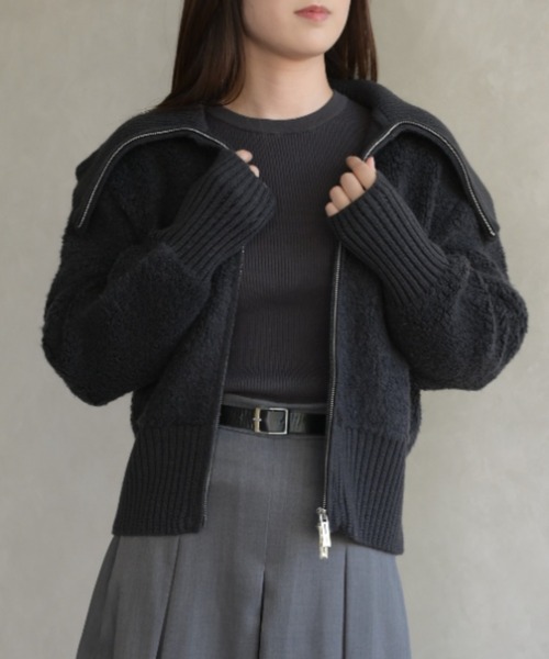 31 Sons de mode（トランテアン　ソン　ドゥ　モード）の「ダブルジップニットコーディガン（カーディガン/ボレロ・レディース・キャメル/ネイビー・ﾌﾘ-）」の4枚目の写真