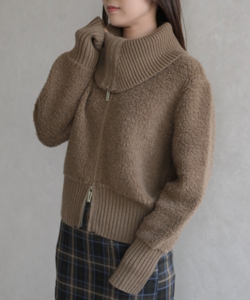 31 Sons de mode（トランテアン　ソン　ドゥ　モード）の「ダブルジップニットコーディガン（カーディガン/ボレロ・レディース・キャメル/ネイビー・ﾌﾘ-）」の12枚目の写真