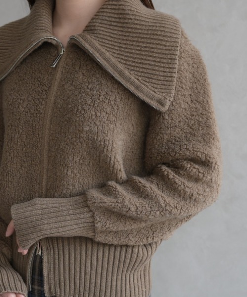 31 Sons de mode（トランテアン　ソン　ドゥ　モード）の「ダブルジップニットコーディガン（カーディガン/ボレロ・レディース・キャメル/ネイビー・ﾌﾘ-）」の14枚目の写真